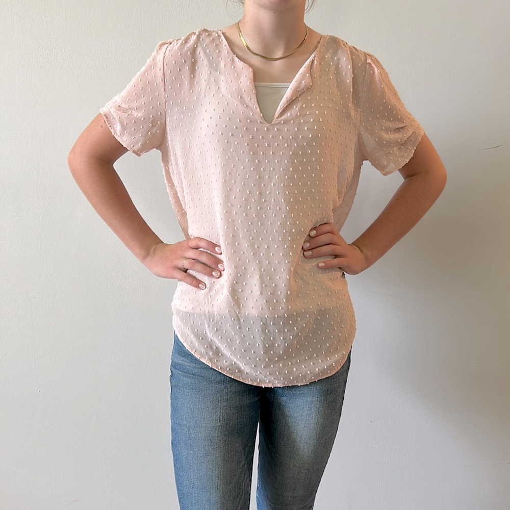 DR2 Pink 3/4 Sleeve Relaxed Blouse